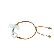 Burmese Jadeite Dragonfly & Clouds, Aquamarine Silk Bracelet