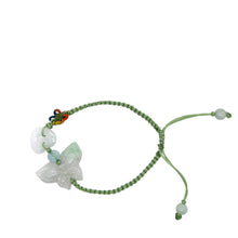 Burmese Jadeite Butterfly & Open to Love, Aquamarine Silk Bracelet