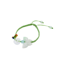 Burmese Jadeite Butterfly & Open to Love, Aquamarine Silk Bracelet