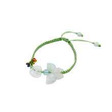 Burmese Jadeite Butterfly & Open to Love, Aquamarine Silk Bracelet