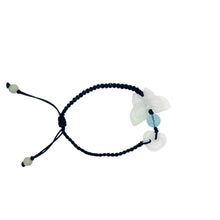 Burmese Jadeite Butterfly & Open to Love, Aquamarine Silk Bracelet