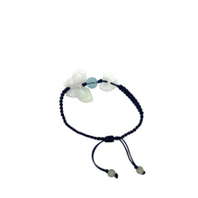 Burmese Jadeite Butterfly & Open to Love, Aquamarine Silk Bracelet