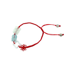 Burmese Jadeite Cloud & Double Happiness, Aquamarine Fu Lion Silk Bracelet