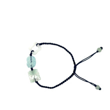Burmese Jadeite Cloud & Double Happiness, Aquamarine Fu Lion Silk Bracelet