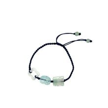 Burmese Jadeite Cloud & Double Happiness, Aquamarine Fu Lion Silk Bracelet