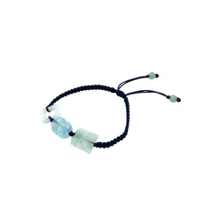 Burmese Jadeite Cloud & Double Happiness, Aquamarine Fu Lion Silk Bracelet