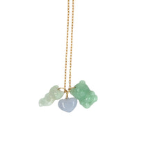 14Kt YG Burmese Jadeite Bear, Heart & Fox Charm/Pendant