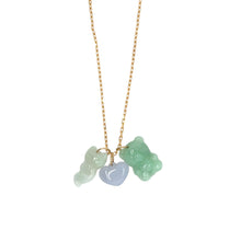 14Kt YG Burmese Jadeite Bear, Heart & Fox Charm/Pendant