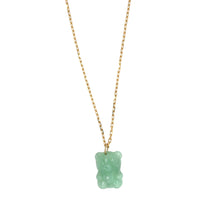 14Kt YG Burmese Jadeite Bear, Heart & Fox Charm/Pendant
