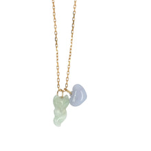 14Kt YG Burmese Jadeite Bear, Heart & Fox Charm/Pendant