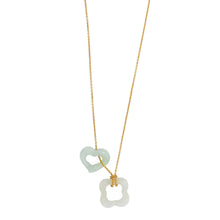 14kt YG Tiffany Link Chain, Burmese Jadeite Open Cloud & Open Heart Necklace