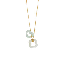 14kt YG Tiffany Link Chain, Burmese Jadeite Open Cloud & Open Heart Necklace