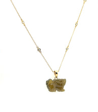18kt YG 1.0ct Diamond link Necklace paired w/ Burmese Tea Rose Jadeite Dragon