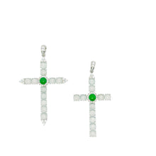 18Kt WG, Burmese Imperial White & Green Jadeite Diamond Cross Pendant