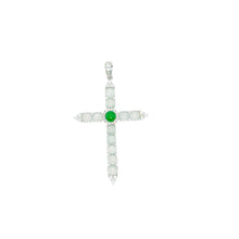 18Kt WG, Burmese Imperial White & Green Jadeite Diamond Cross Pendant