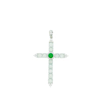 18Kt WG, Burmese Imperial White & Green Jadeite Diamond Cross Pendant