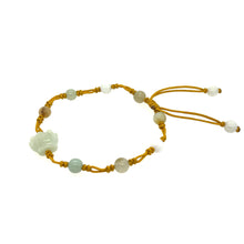 Burmese Jadeite Lotus Blossom & Happiness Mala Silk Bracelet