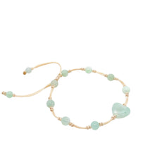 Burmese Jadeite 'Self Love, Self Care, Happiness' Silk Bracelet