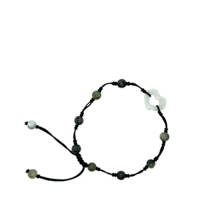 Burmese Jadeite 'Open to Love, Love, Love, Happiness' Silk Bracelet
