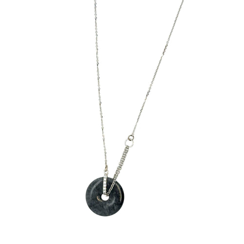 18Kt WG Diamond Burmese Black Jadeite Bi Necklace