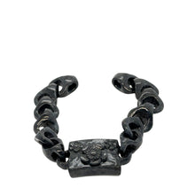 Burmese Black Jadeite Carved Cherry Blossoms Interlocks Bracelet