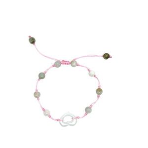 Burmese Jadeite 'Open to Love, Love, Love, Happiness' Silk Bracelet