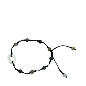 Burmese Jadeite 'Open to Love, Love, Love, Happiness' Silk Bracelet