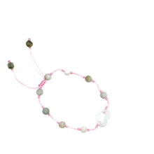 Burmese Jadeite 'Open to Love, Love, Love, Happiness' Silk Bracelet