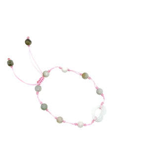 Burmese Jadeite 'Open to Love, Love, Love, Happiness' Silk Bracelet