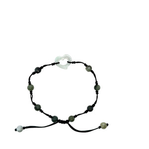 Burmese Jadeite 'Open to Love, Love, Love, Happiness' Silk Bracelet