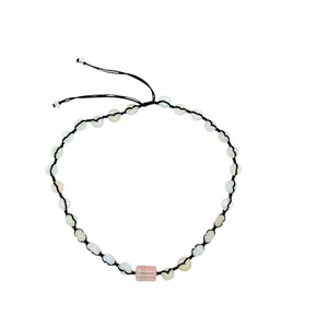 Burmese Jadeite Abacus Paired w/Watermelon Tourmaline Anklet