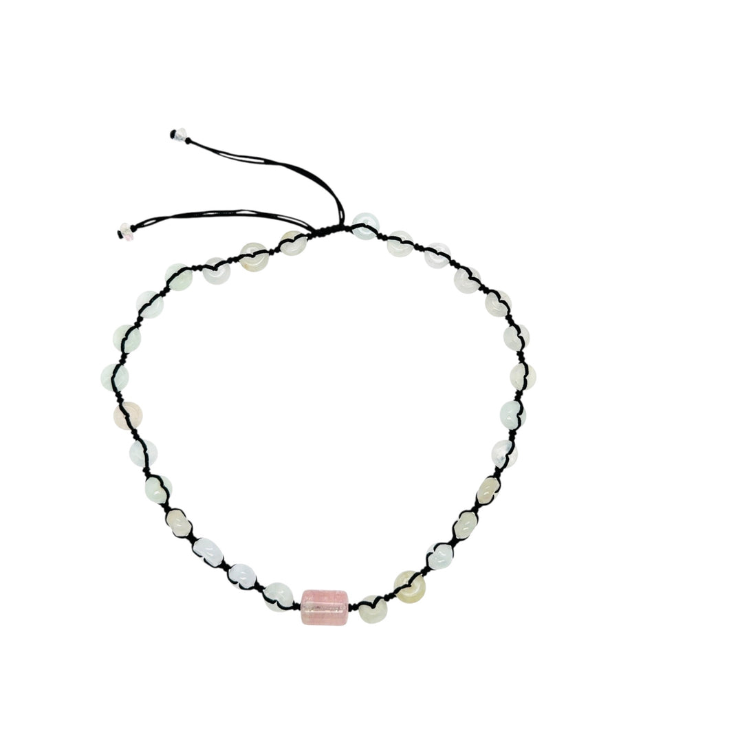 Burmese Jadeite Abacus Paired w/Watermelon Tourmaline Anklet