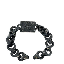 Burmese Black Jadeite Carved Cherry Blossoms Interlocks Bracelet