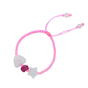 Burmese Jadeite 'Self Love, Self Care and Lucky' Children's Silk Bracelet