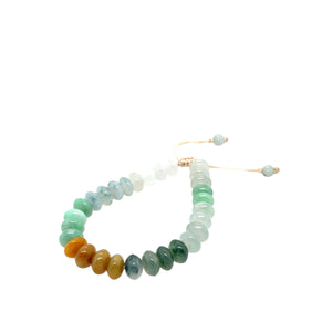 10mm Burmese Multi Colored Jadeite Abacus Silk Bracelet