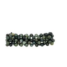 Burmese Black & Emerald Green Jadeite Silk Bracelet