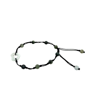 Burmese Jadeite 'Open to Love, Love, Love, Happiness' Silk Bracelet