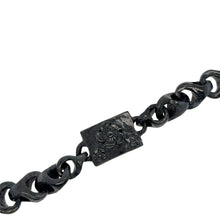 Burmese Black Jadeite Carved Cherry Blossoms Interlocks Bracelet