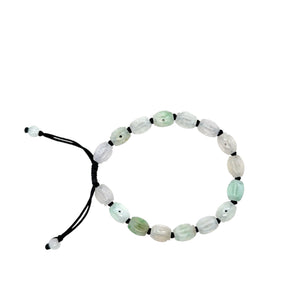 Burmese Jadeite Carved Storyboard of Ancient Coins Silk Bracelet