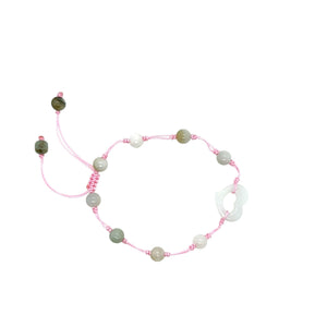 Burmese Jadeite 'Open to Love, Love, Love, Happiness' Silk Bracelet