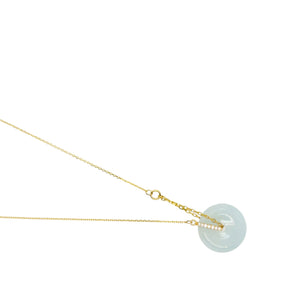 18Kt YG Diamond Burmese Icy Green Jadeite Bi Necklace