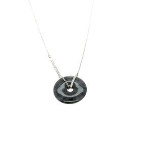 18Kt WG Diamond Burmese Black Jadeite Bi Necklace