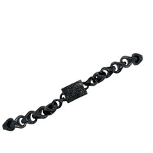 Burmese Black Jadeite Carved Cherry Blossoms Interlocks Bracelet