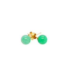 18kt YG 7mm Burmese Apple Green Jadeite Studs