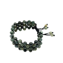 Burmese Black & Emerald Green Jadeite Silk Bracelet