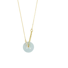 18Kt YG Diamond Burmese Icy Green Jadeite Bi Necklace