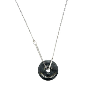18Kt WG Diamond Burmese Black Jadeite Bi Necklace