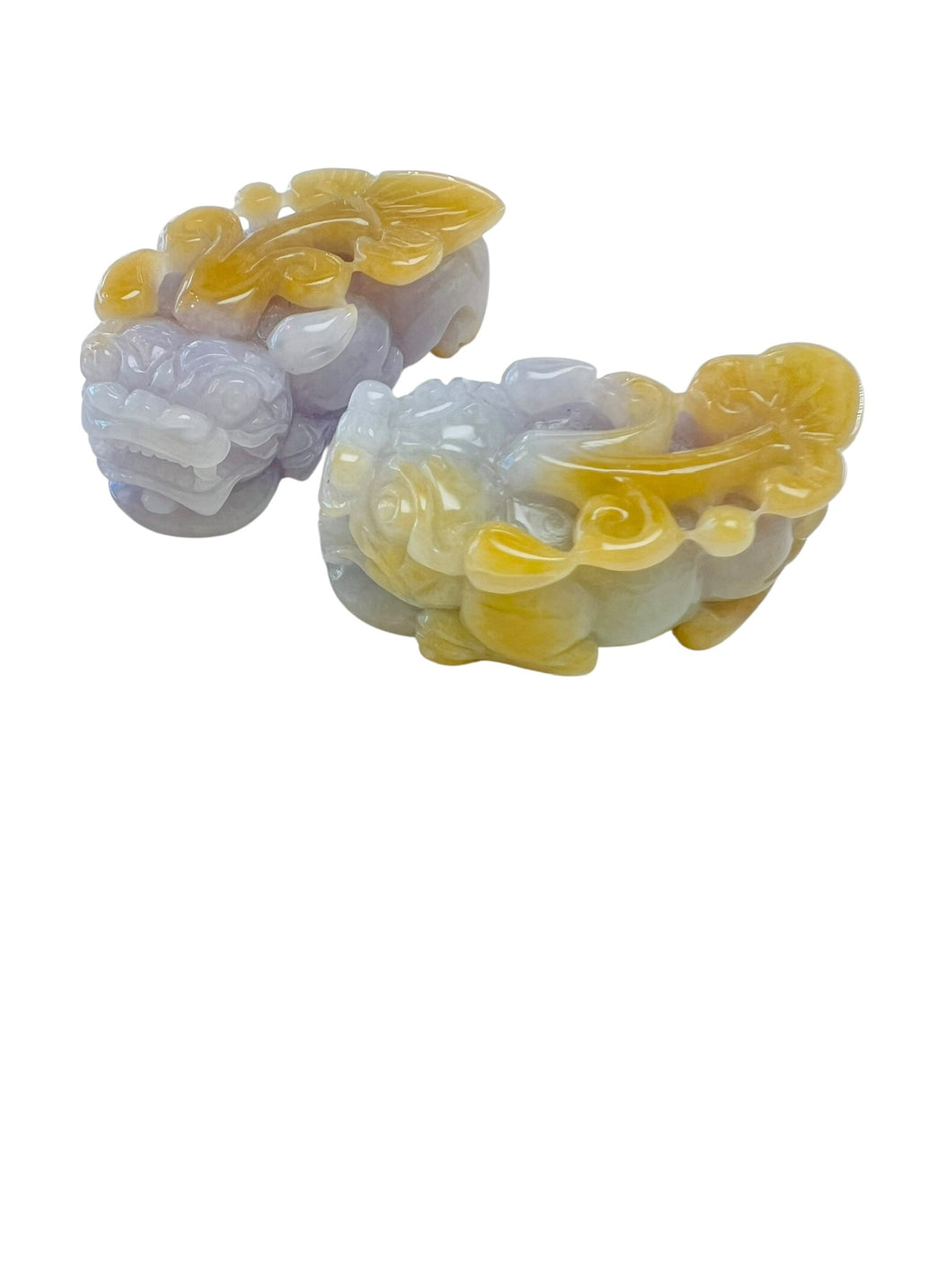 Burmese Lavender & Honey Jadeite Pixiu Male & Female Carvings
