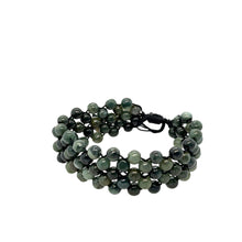 Burmese Black & Emerald Green Jadeite Silk Bracelet