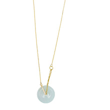 18Kt YG Diamond Burmese Icy Green Jadeite Bi Necklace